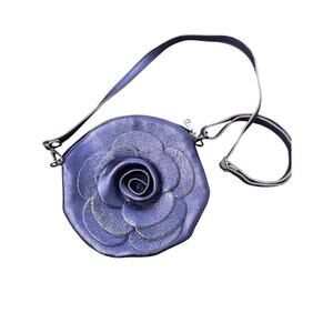 Rocai Purple Leather Flower Accent Crossbody Bag